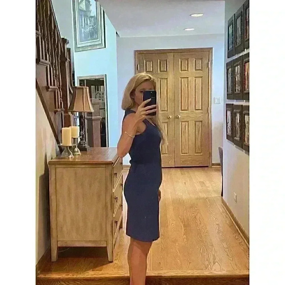 NWT BLACK HALO SHIFT BLUE SLEEVELESS Asymmetrical neck DRESS SIZE 2/4 XS - Picture 10 of 14